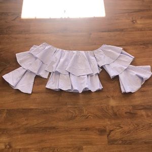 Lucy Wang Off the Shoulder Ruffle Top